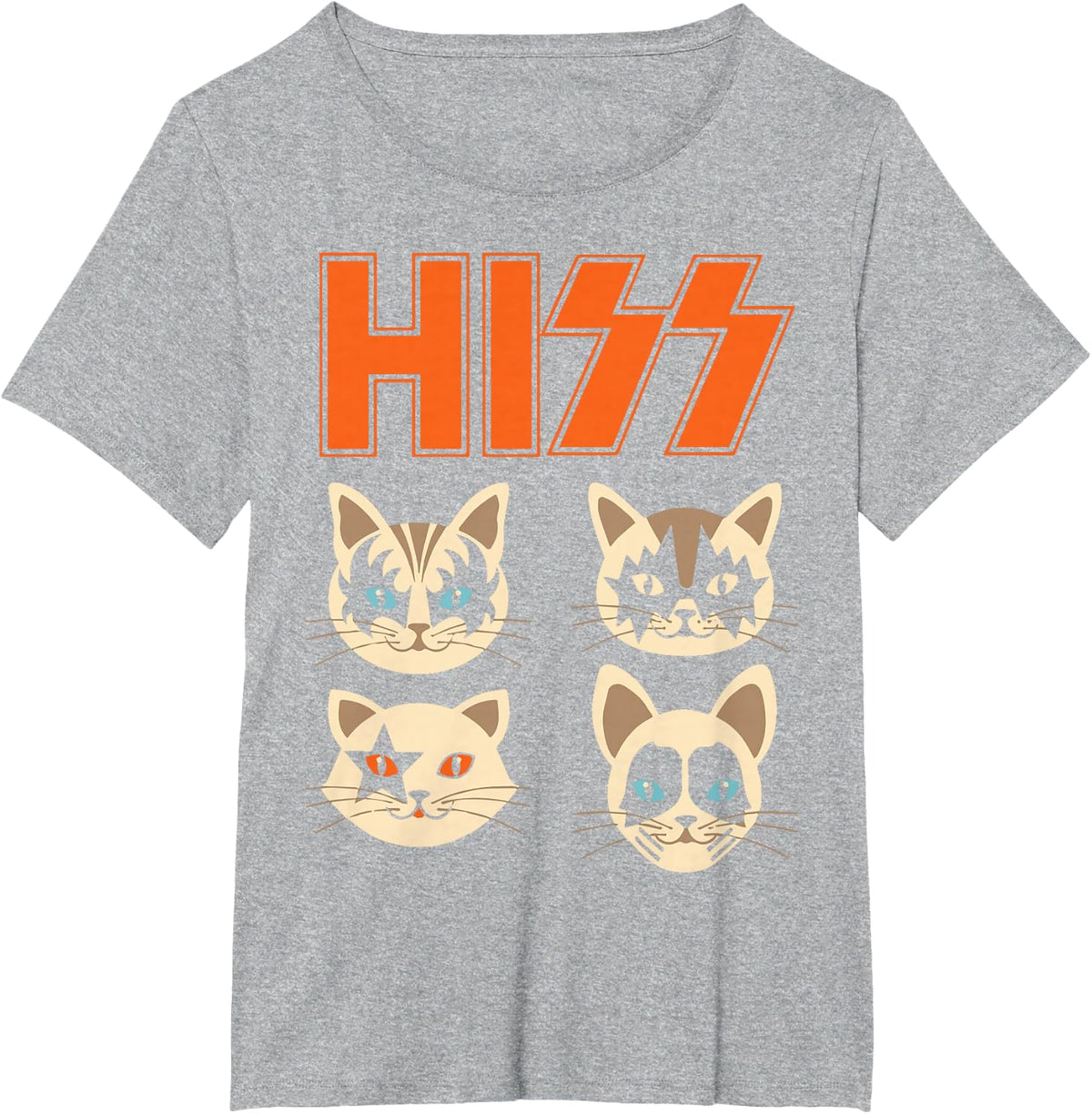 Hiss Funny Cats Kittens Rock Rockin T-Shirt - Heather Grey