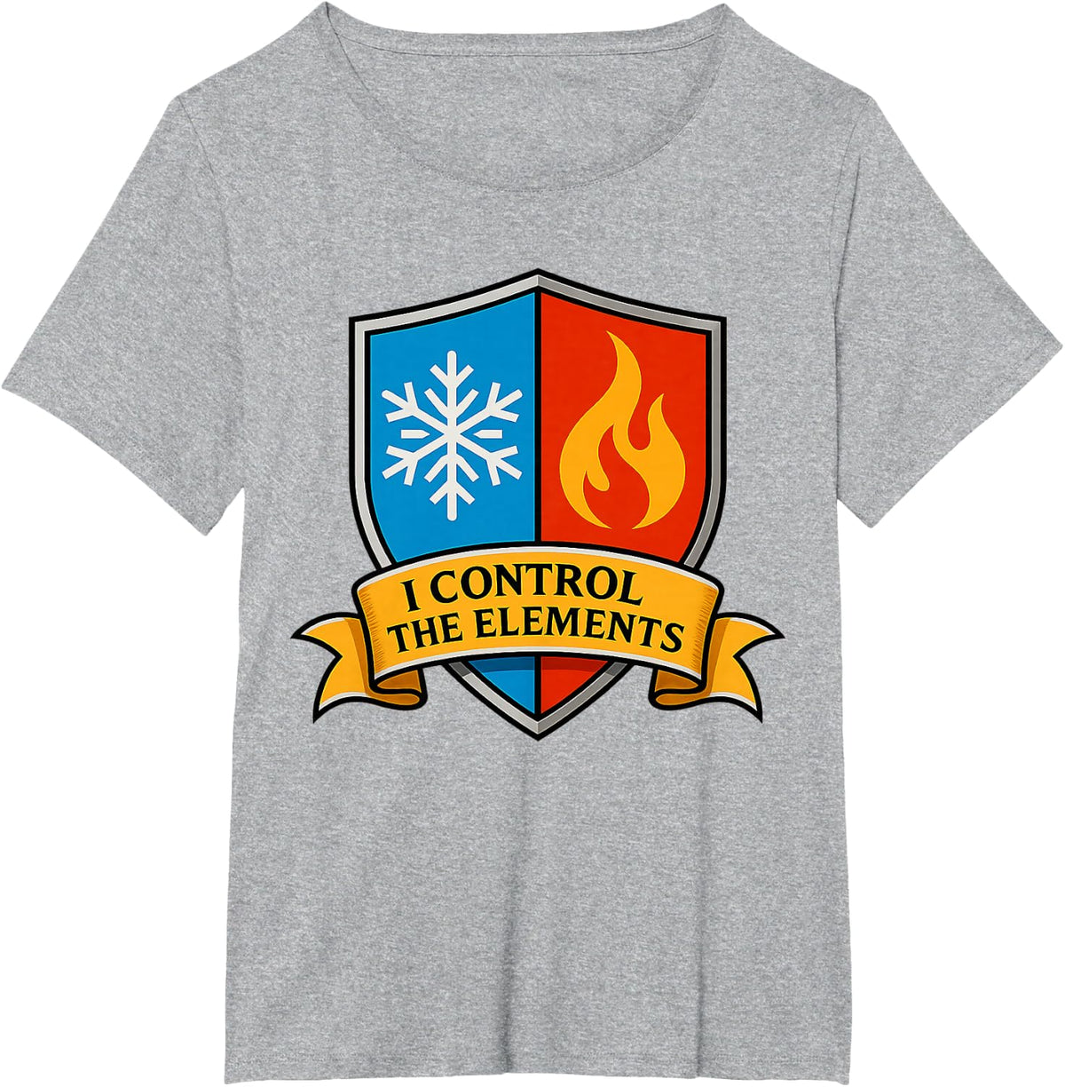 I Control Elements Snowflake Flame Crest for HVAC Pros Crew T-Shirt - Heather Grey