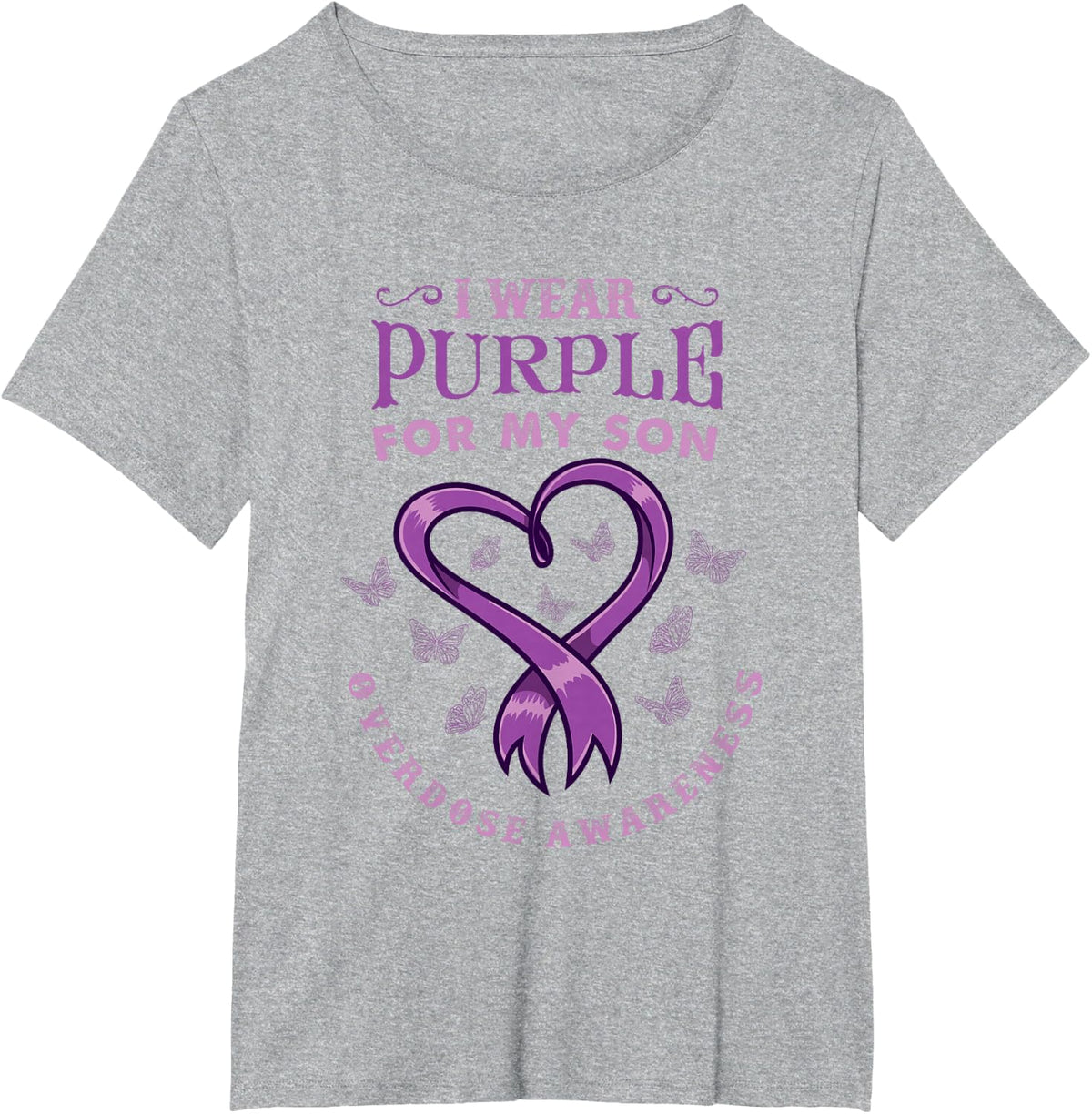 I Wear Purple For My Son for Overdose Awareness T-Shirt - Heather Grey