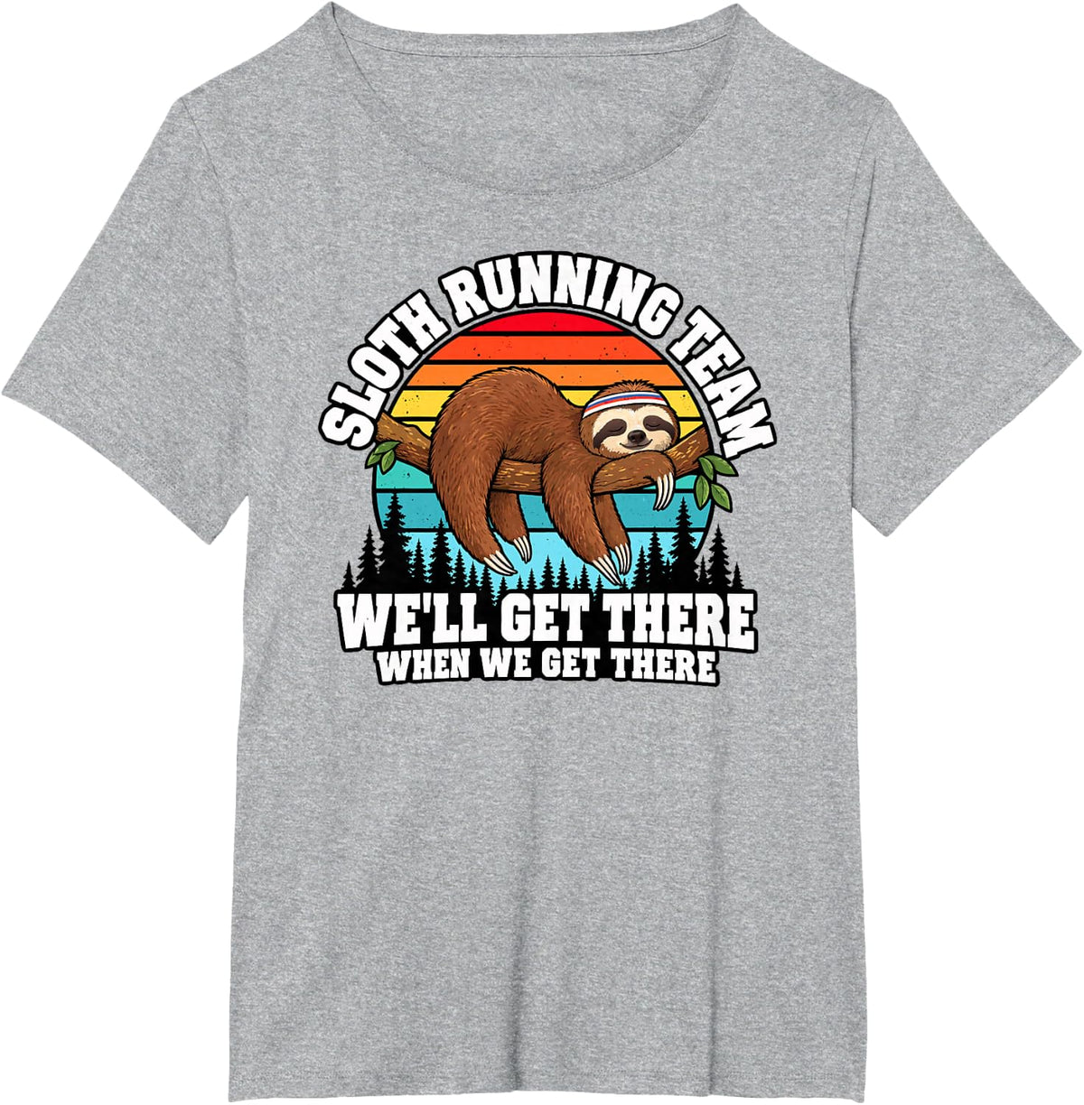 Funny Sloth Running Team Lazy Animal Slow Walking Humor T-Shirt - Heather Grey
