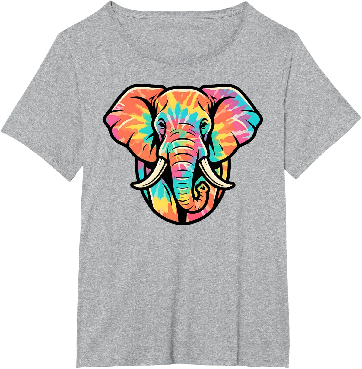 Colorful Elephant Tie Dye Funny Lover Safari Mom T-Shirt - Heather Grey