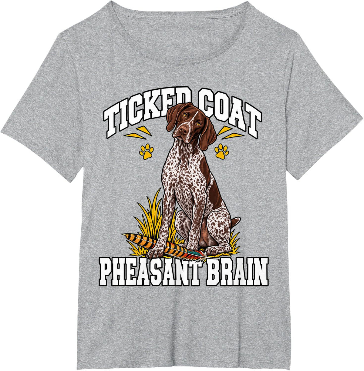 German Shorthaired Pointer Ticked Coat Pheasant Brain Fan T-Shirt - Heather Grey