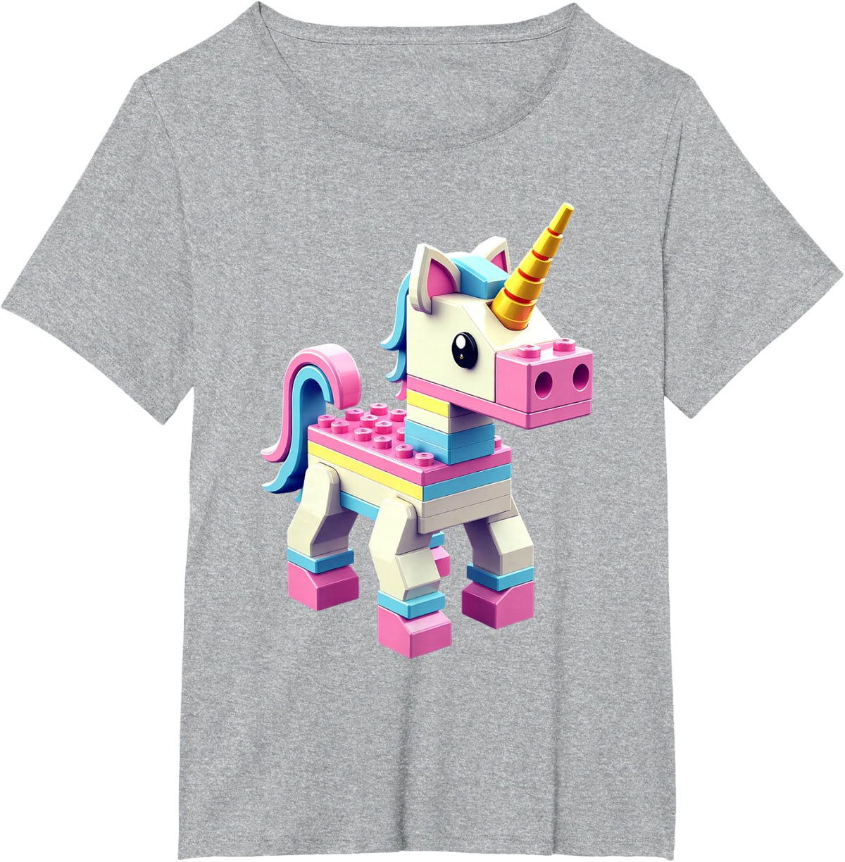 Master Builder Bricks Blocks Play Toys Unicorn T-Shirt - Heather Grey