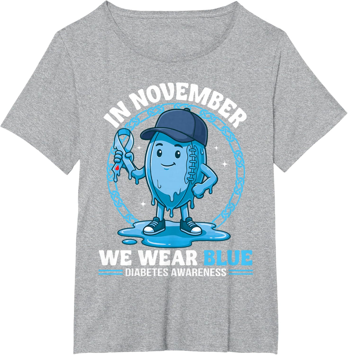 Diabetes Awareness in November We Wear Blue Rugby Player T-Shirt - Heather Grey