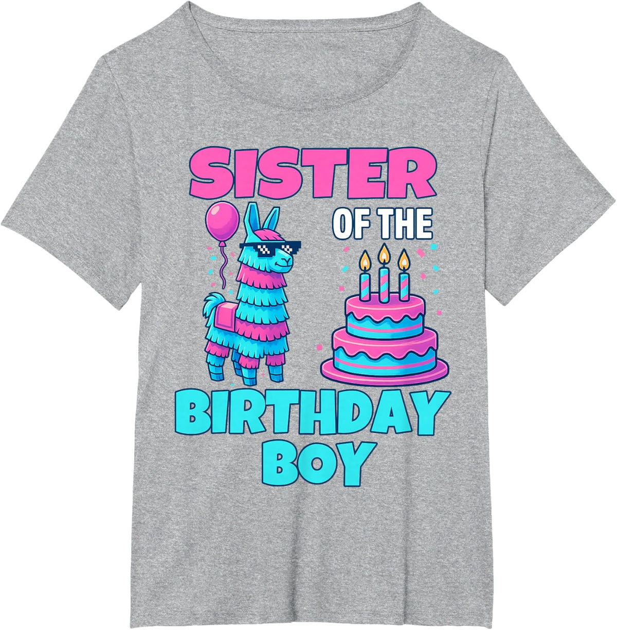 Sister Birthday Boy Llama Pinata Party family mathing women T-Shirt - Heather Grey