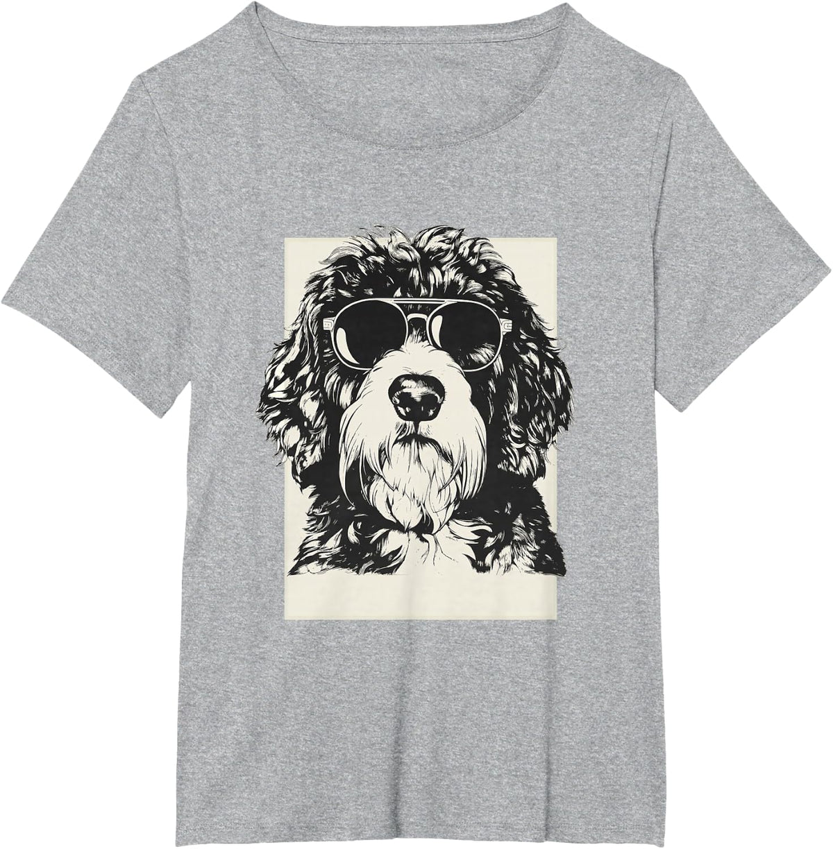 Saint Berdoodle Sketch Dog Funny Art Sketch T-Shirt - Heather Grey