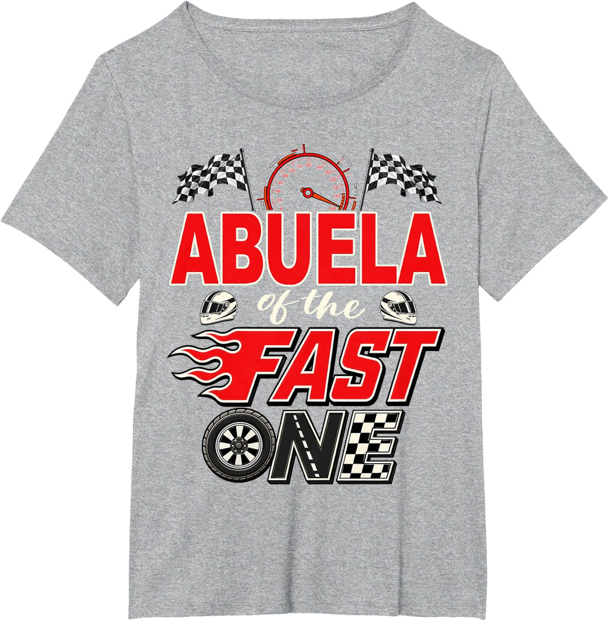 Abuela of The Fast One First Birthday Racing Car Family T-Shirt - Heather Grey