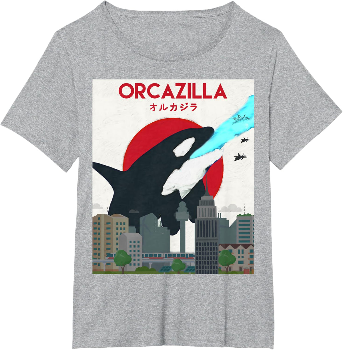 Funny Orcazilla Killer Whale Shirt Gift for T-Shirt - Heather Grey