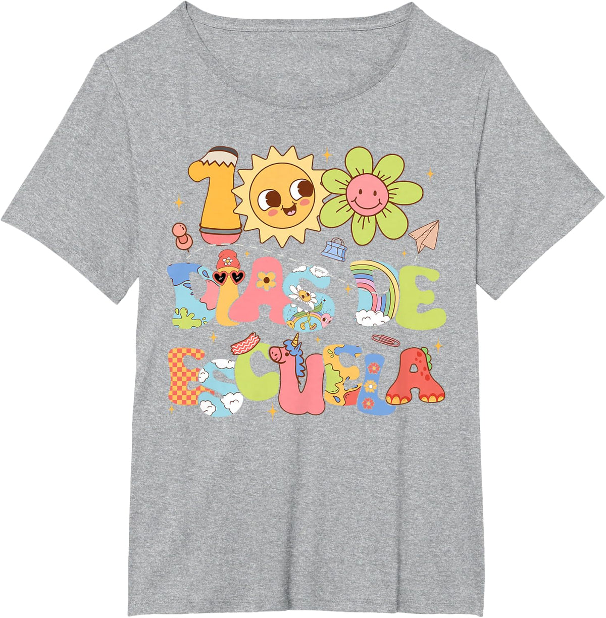 Feliz 100 Dias De Escuela Spanish Happy 100Th Day Of School T-Shirt - Heather Grey