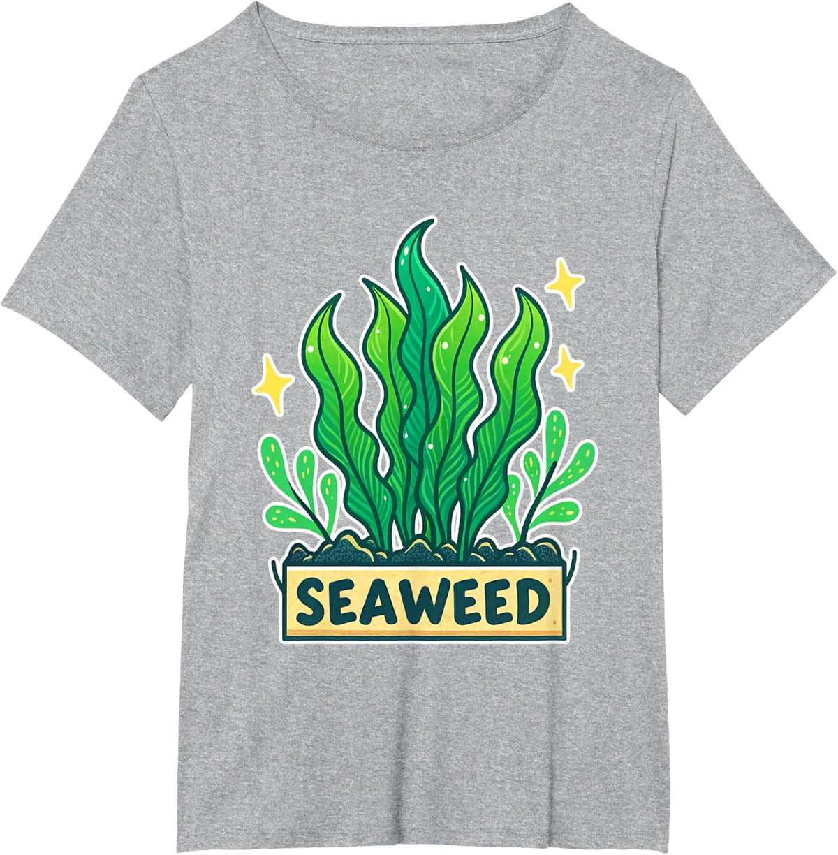Unique Seaweed Graphic Nature Lover T-Shirt - Heather Grey