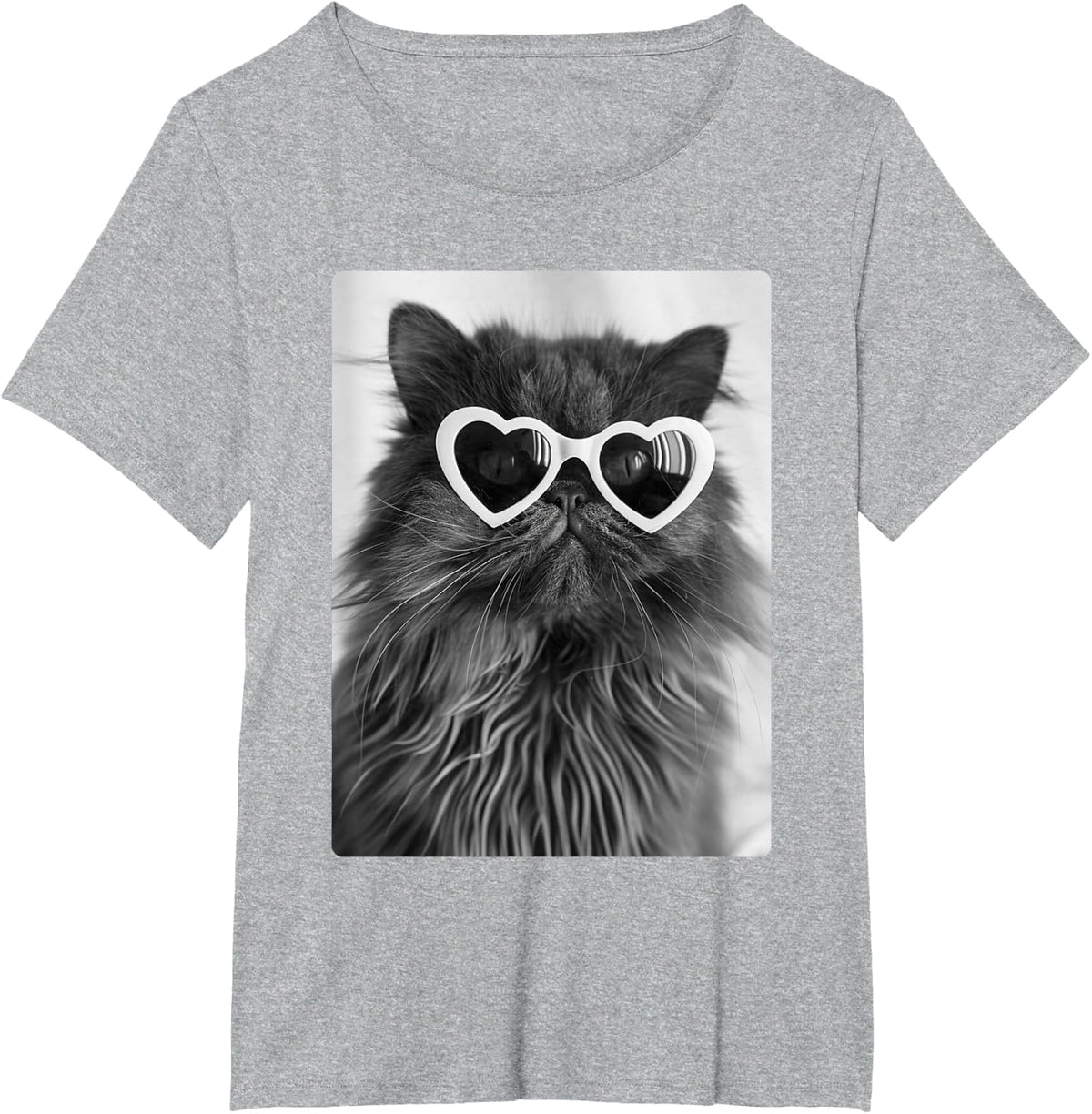 Funny Persian Cat with Sunglasses Cute Kitten Meme Summer T-Shirt - Heather Grey