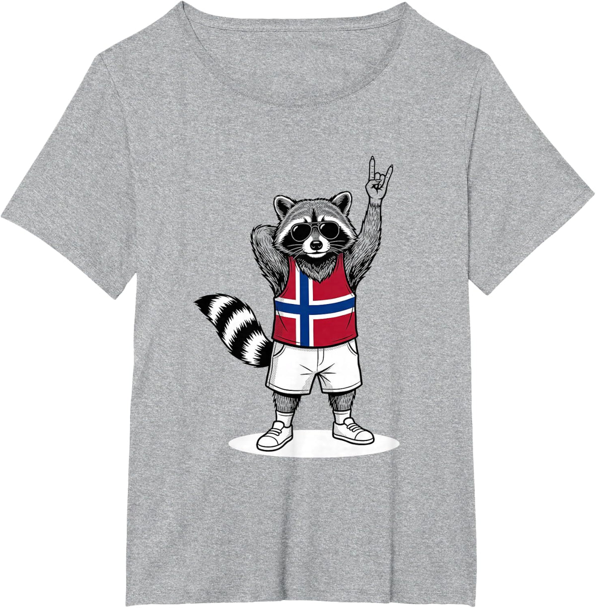 Funny Norway Flag Raccoon Norwegian Wildlife Lover T-Shirt - Heather Grey