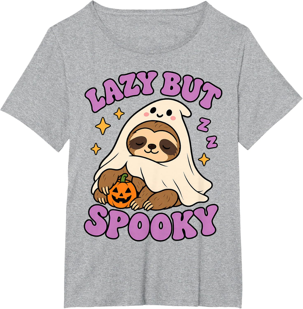 Lazy But Spooky Sloth Halloween Ghost Costume T-Shirt - Heather Grey