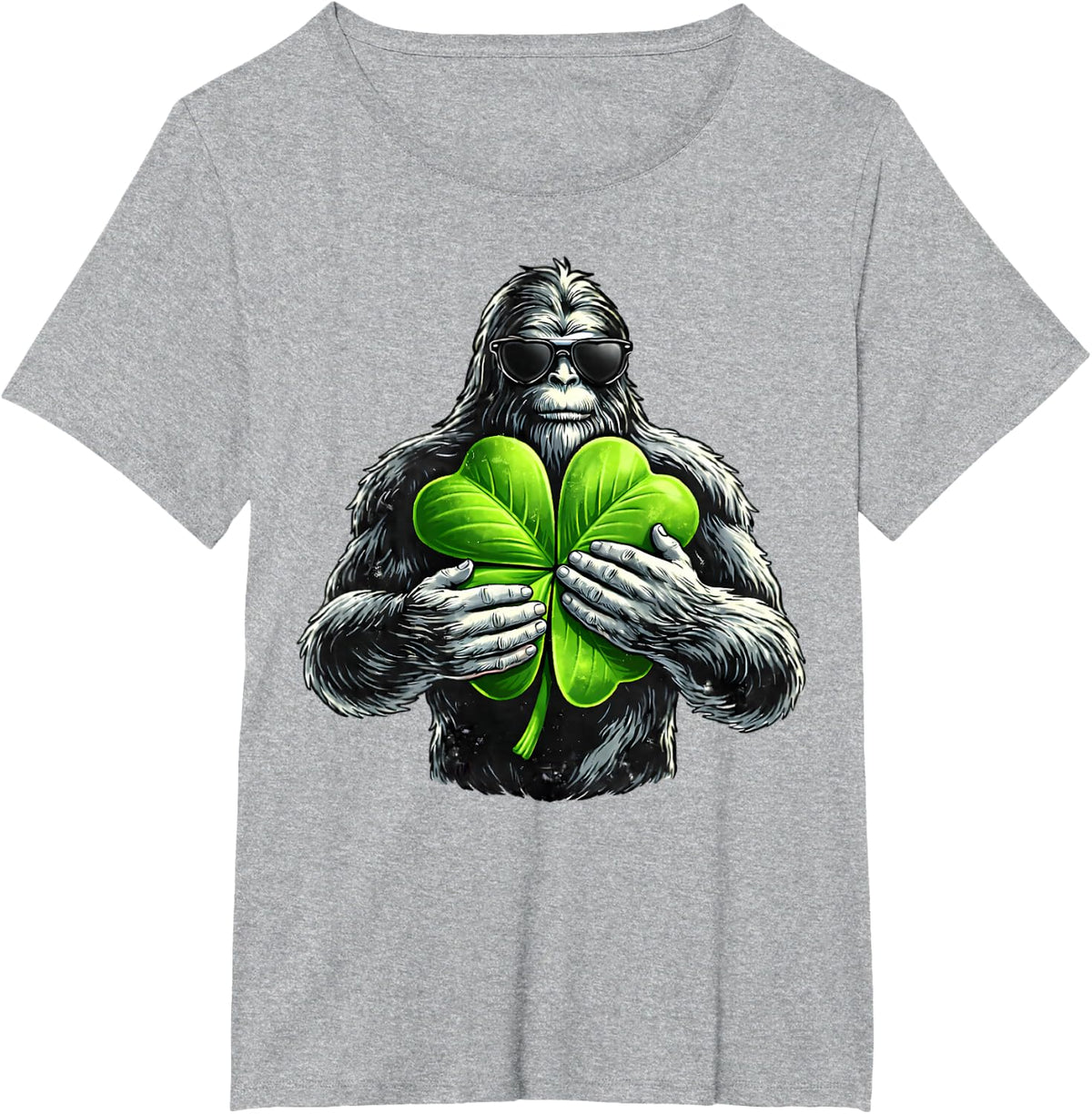 St Patricks Day Bigfoot Sasquatch Shamrock Irish Men Boys T-Shirt - Heather Grey