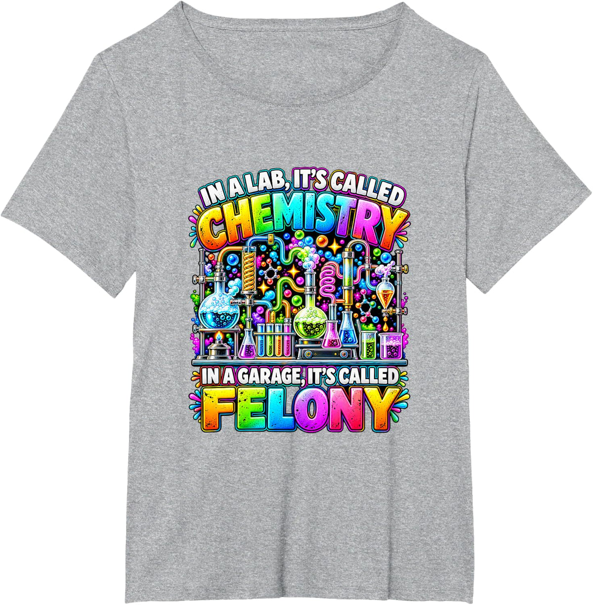 Funny Chemistry Lab Science Experiment Colorful Art T-Shirt - Heather Grey