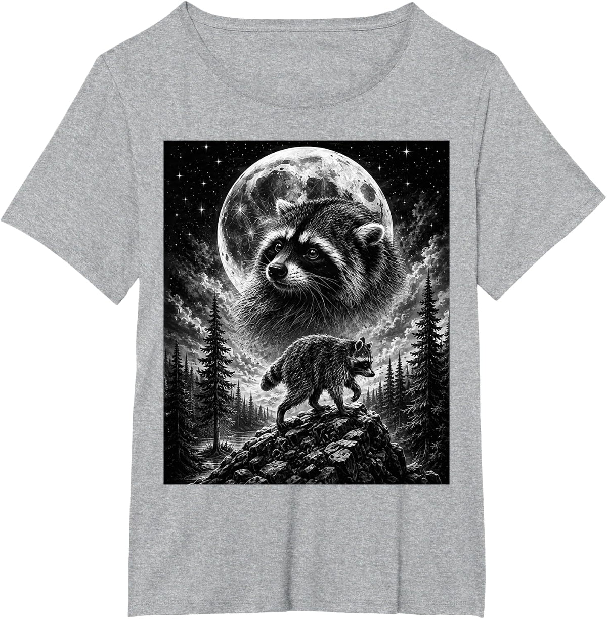 Jimothy Raccoon Howling Moon Vintage Meme Funny T-Shirt - Heather Grey