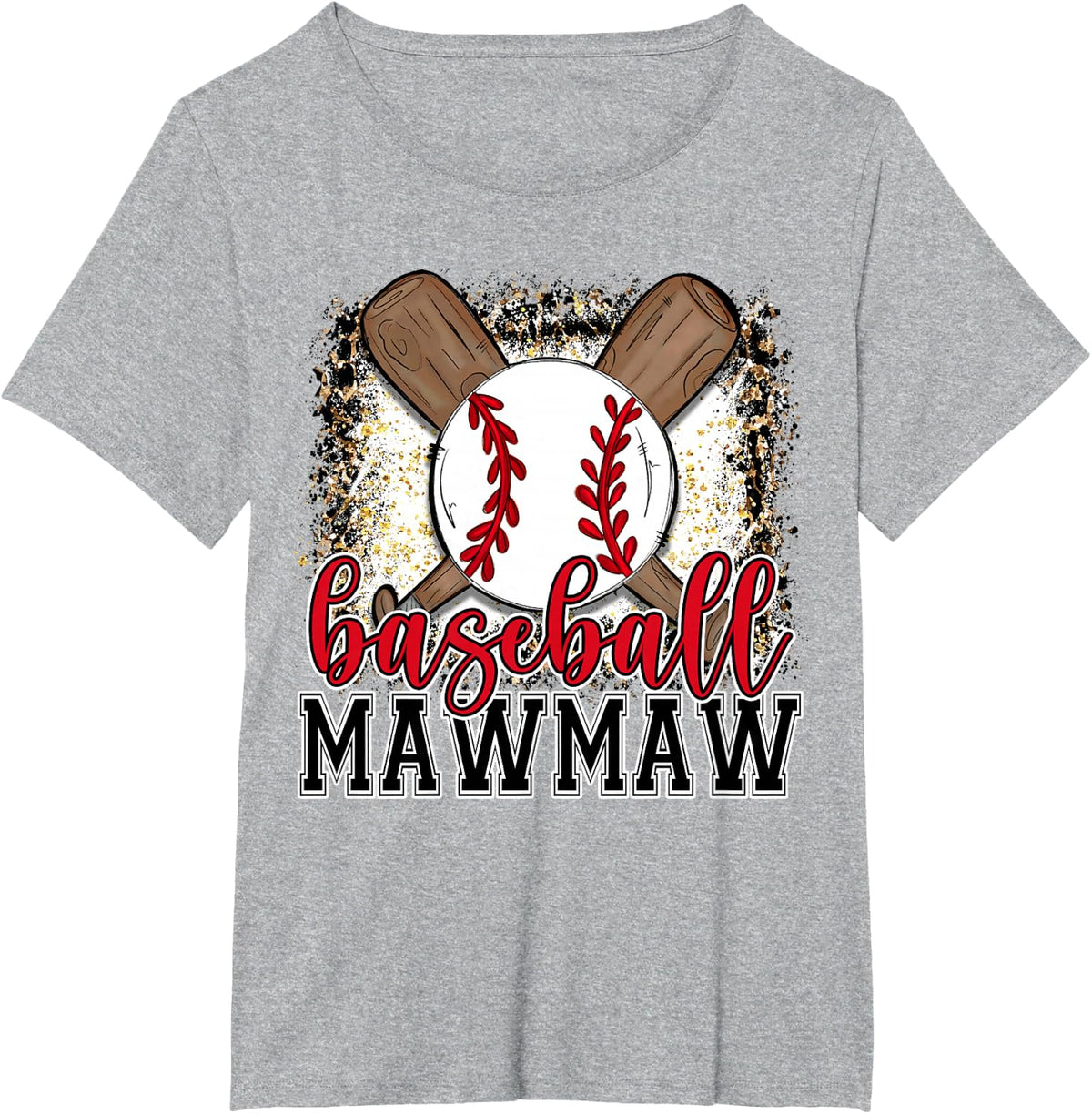 Baseball Mawmaw Leopard Baseball Lovers Family Matching T-Shirt - Heather Grey
