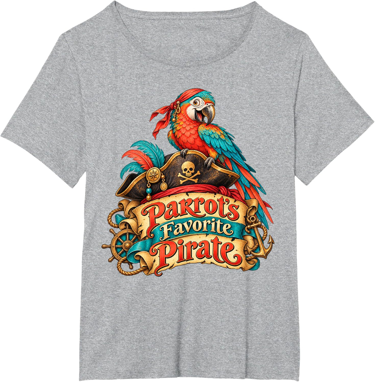Parrots Favorite Pirate Bird Lover Design T-Shirt - Heather Grey