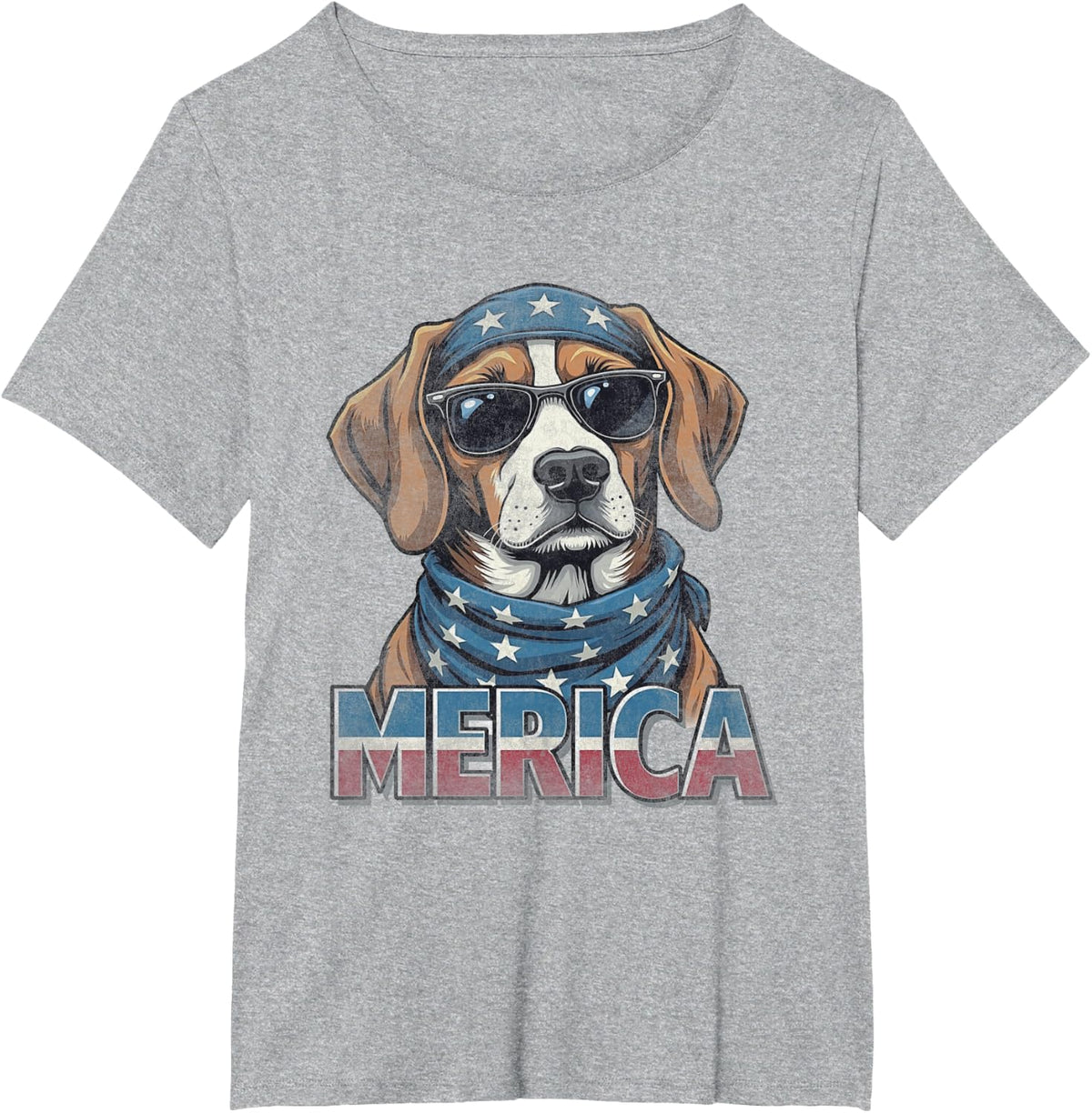 Vintage Beagle 4th of July Merica T-Shirt - Heather Grey