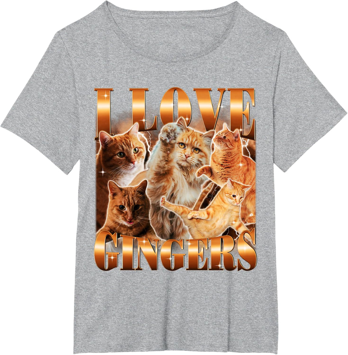I Love Gingers Funny Cute Cat Meme Kitten Bootleg Joke T-Shirt - Heather Grey