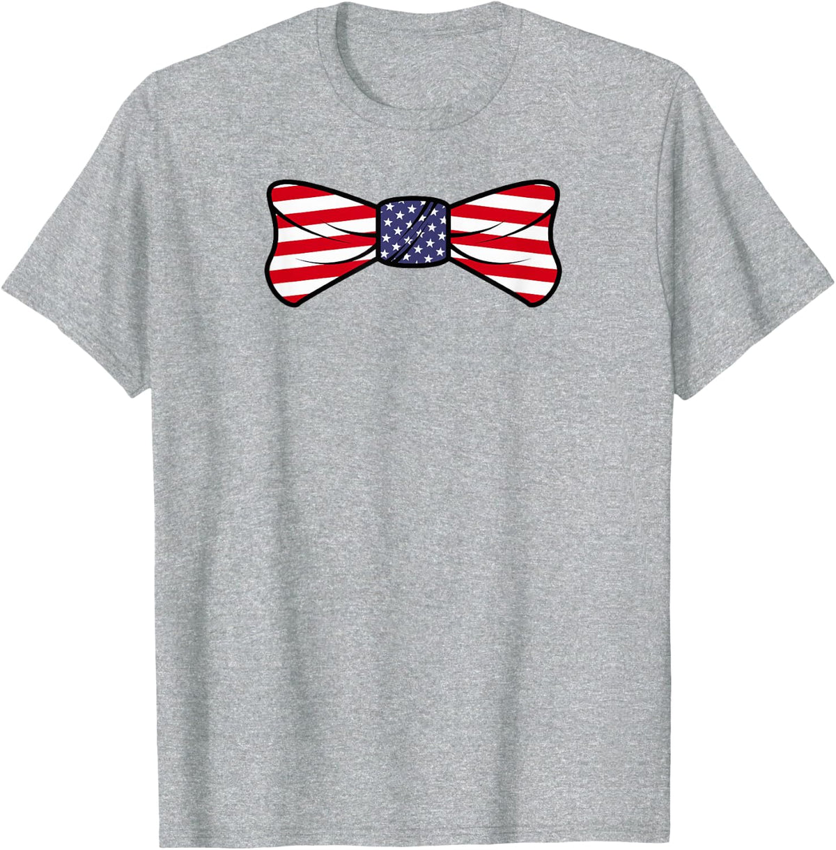 Boys Mens Funny Patriotic Bow Tie 4th of July T-Shirt - Heather Grey