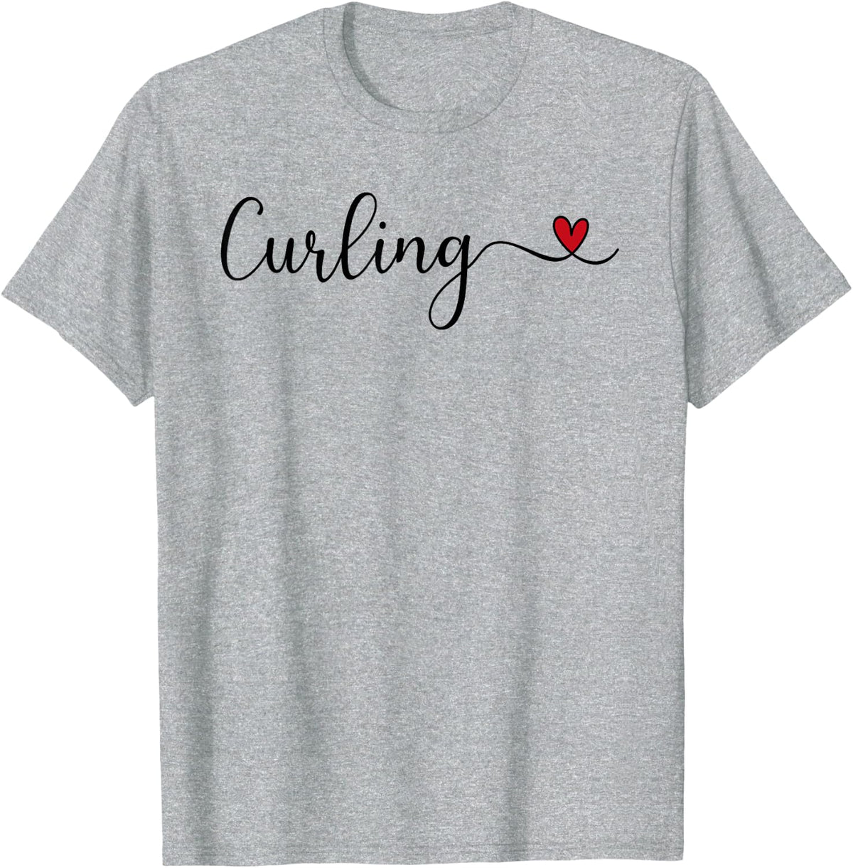 Curling Heart Cute Handwritten Typography Gift T-Shirt - Heather Grey