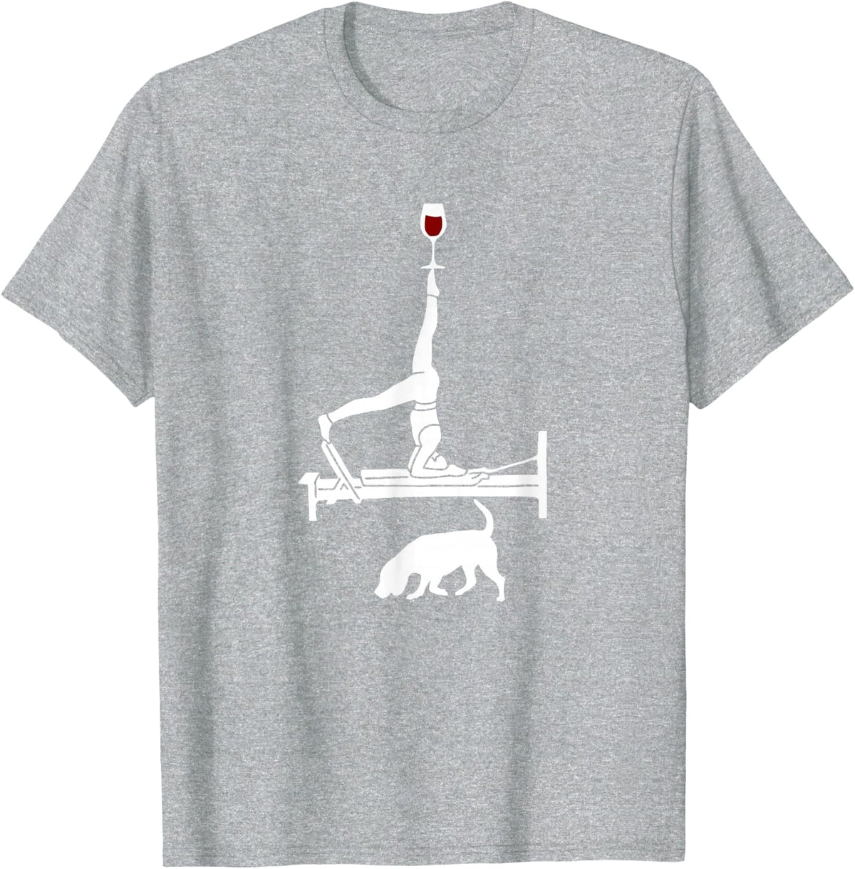 Reformer Pilates Beagle dog wine lover T-Shirt - Heather Grey