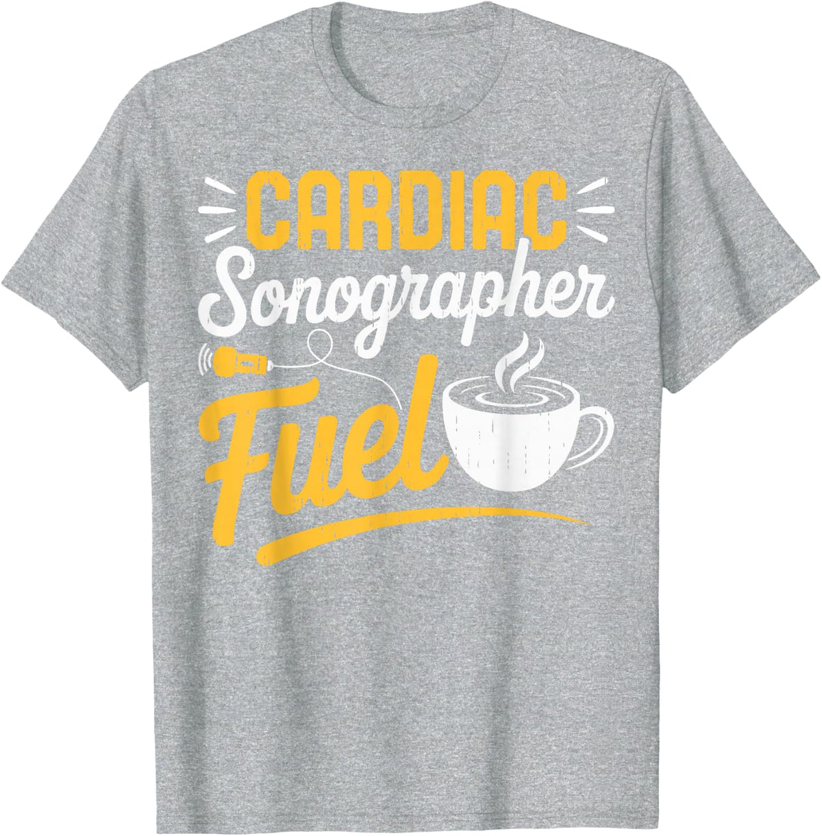 Cardiac Sonographer Fuel Coffee Echo Ultrasound T-Shirt - Heather Grey