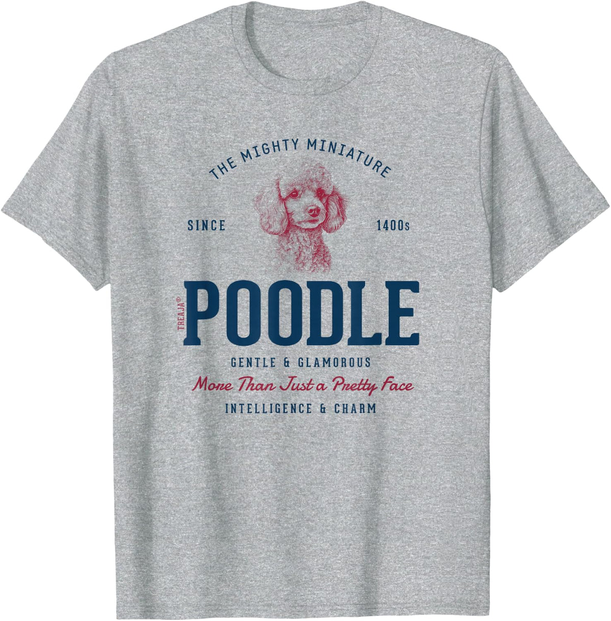 Retro Styled Vintage Miniature Poodle T-Shirt - Heather Grey