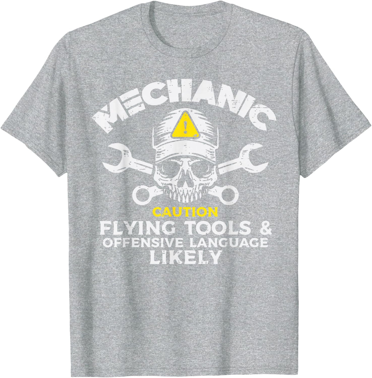 Mechanic Flying Tools Wrench Funny Car Auto Garage Men Dad T-Shirt - Heather Grey