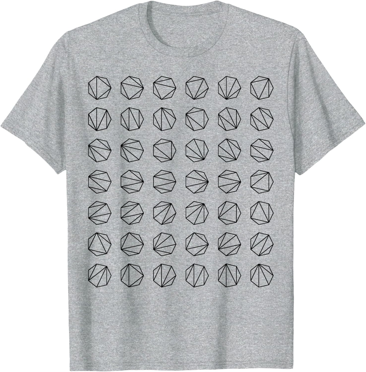Nerdy Heptagon Triangulation Geometry Math Teacher Geeky Bk Men Women Kids T-Shirt - Heather Grey