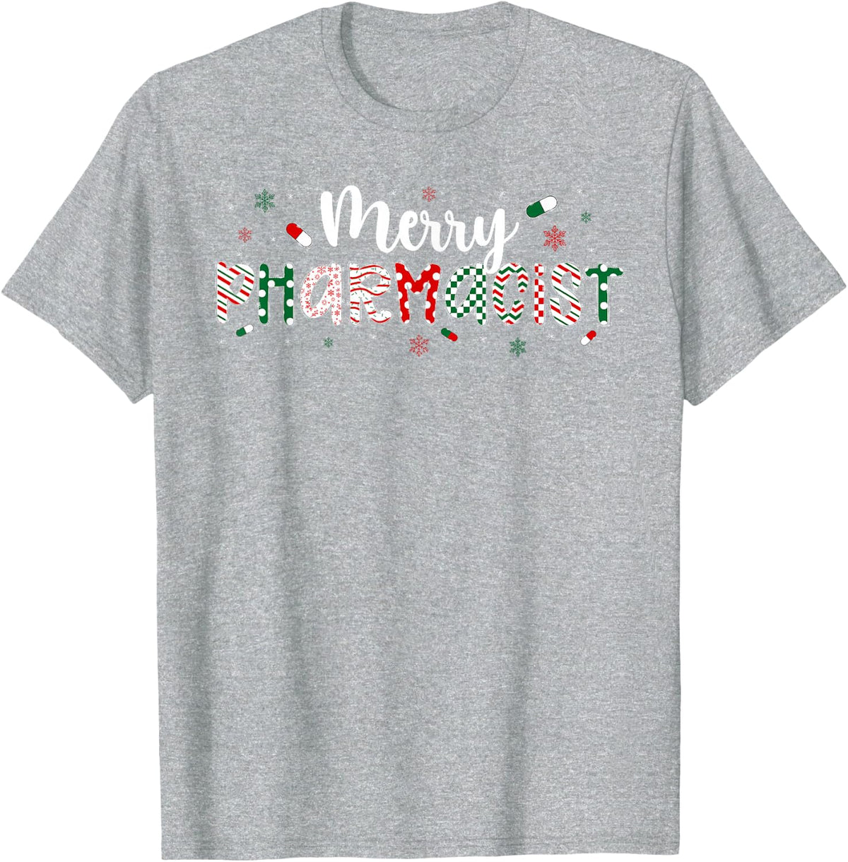 Merry Pharmacist Christmas Pharmacy Xmas Party T-Shirt - Heather Grey