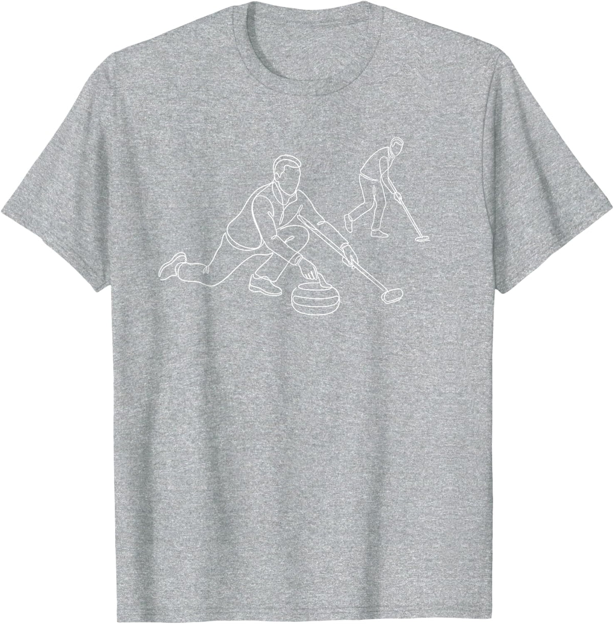Curling Player Sketch T-Shirt - Heather Grey