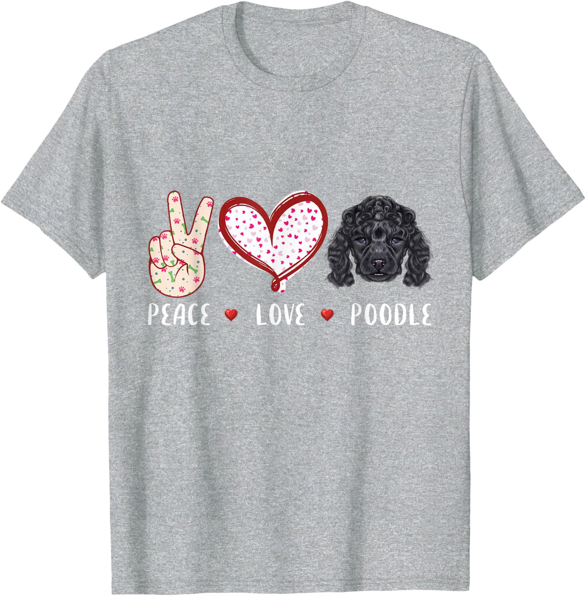 Peace Love Poodle Shirt for Women Men Kids Poodle Mom Tees T Shirts Dog Lover Gifts - Heather Grey