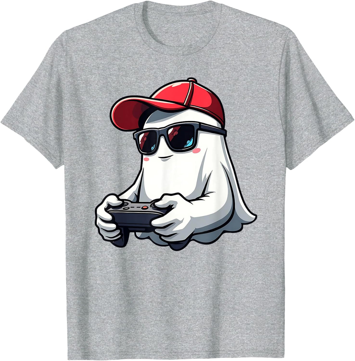 Halloween Boys Kids Ghost Gamer Gaming Men T-Shirt - Heather Grey
