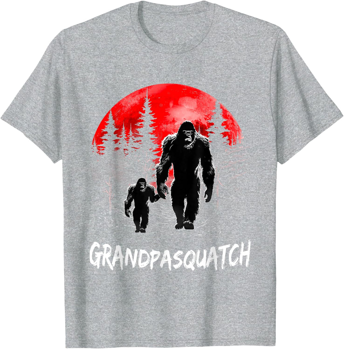 Grandpa Squatch Funny Bigfoot Dad Sasquatch Yeti Fathers day T-Shirt - Heather Grey