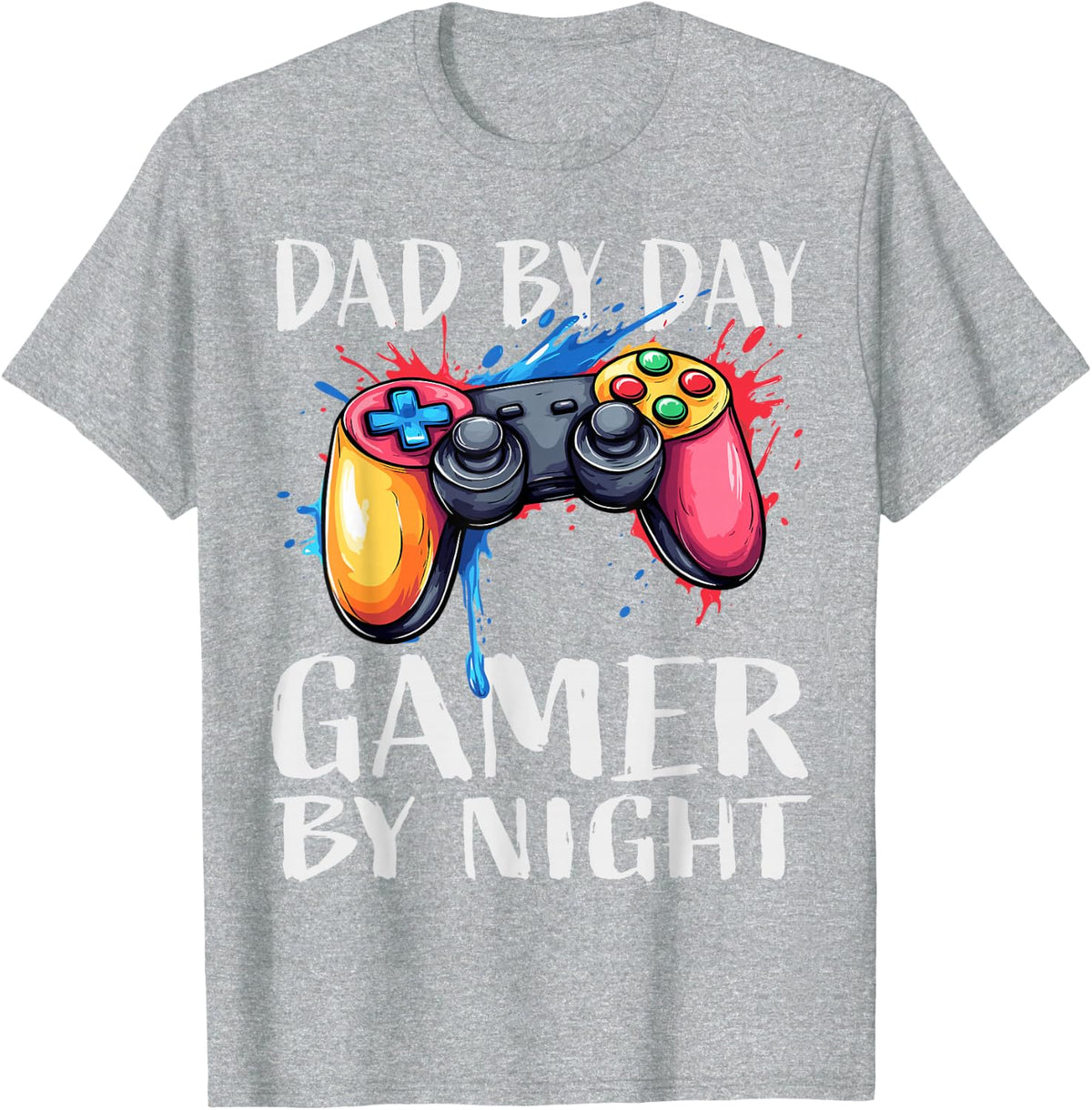 Dad by Day, Gamer by Night, Gamer Dad T-Shirt - Heather Grey