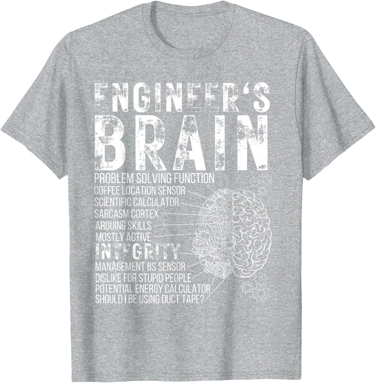 Engineer's Brain Funny Process Engineer Men Engineering Gift T-Shirt - Heather Grey
