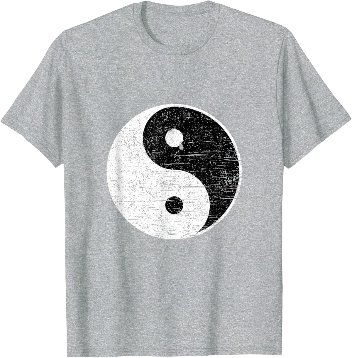 Yin and Yang Black White Abstract Asian Art Style Yoga Gift T-Shirt - Heather Grey