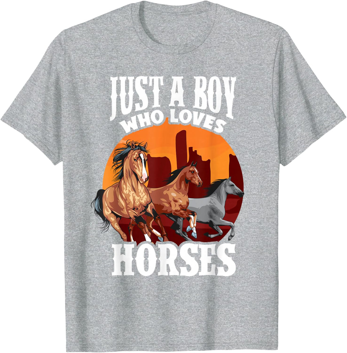 Just a Boy Who Loves Horses - Men, Dads and Equestrians T-Shirt - Heather Grey