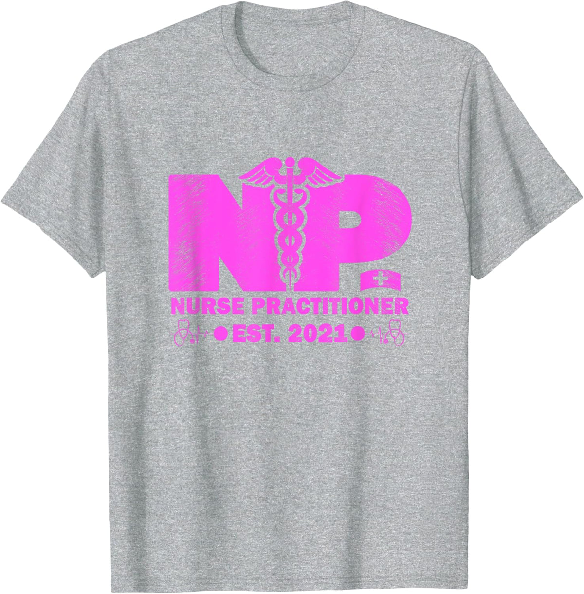 NP Graduation NP Established 2021 Nurse Practitioner T-Shirt - Heather Grey