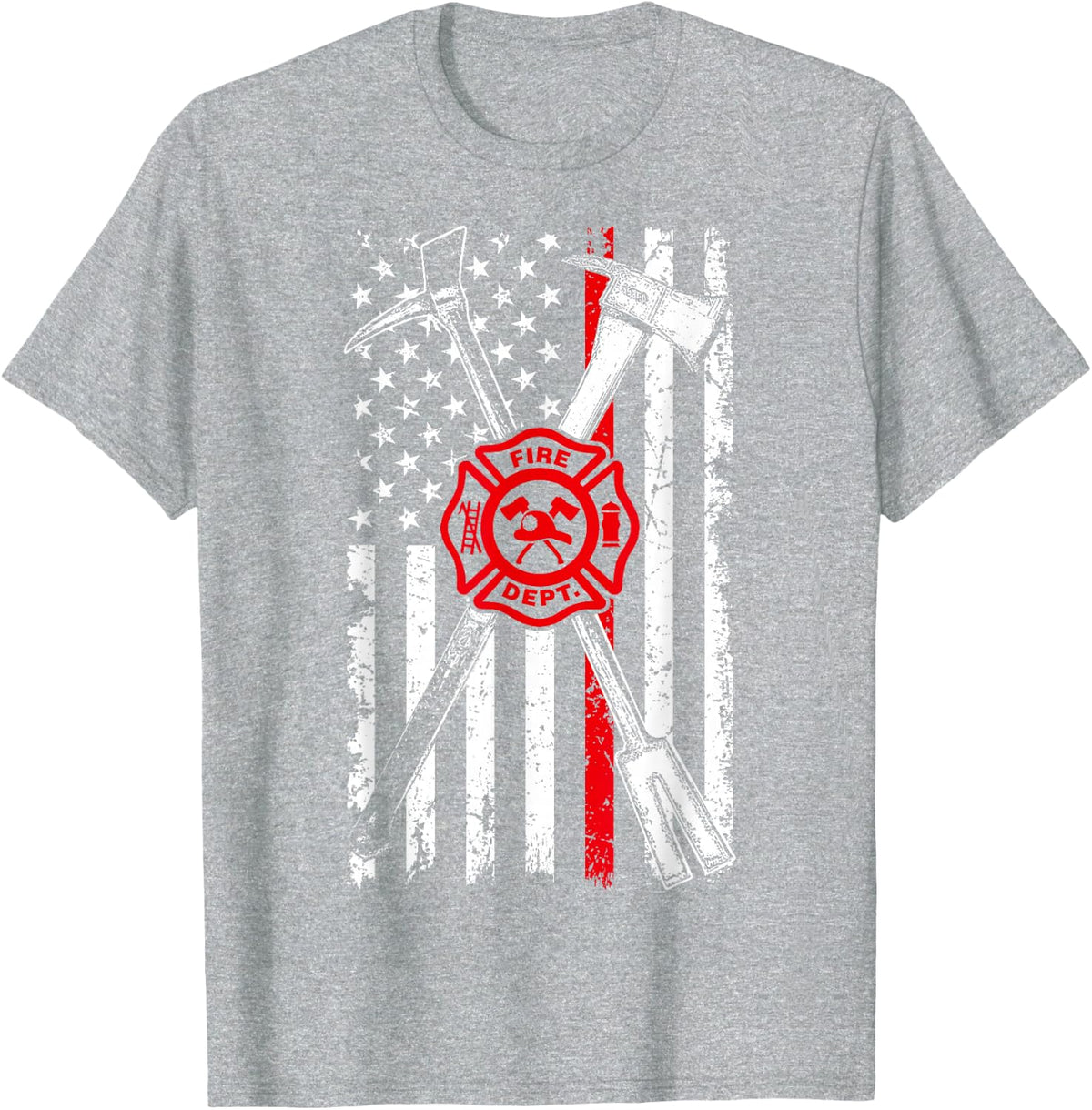 Patriotic Design Axe Halligan Thin Line for Firefighter Men T-Shirt - Heather Grey