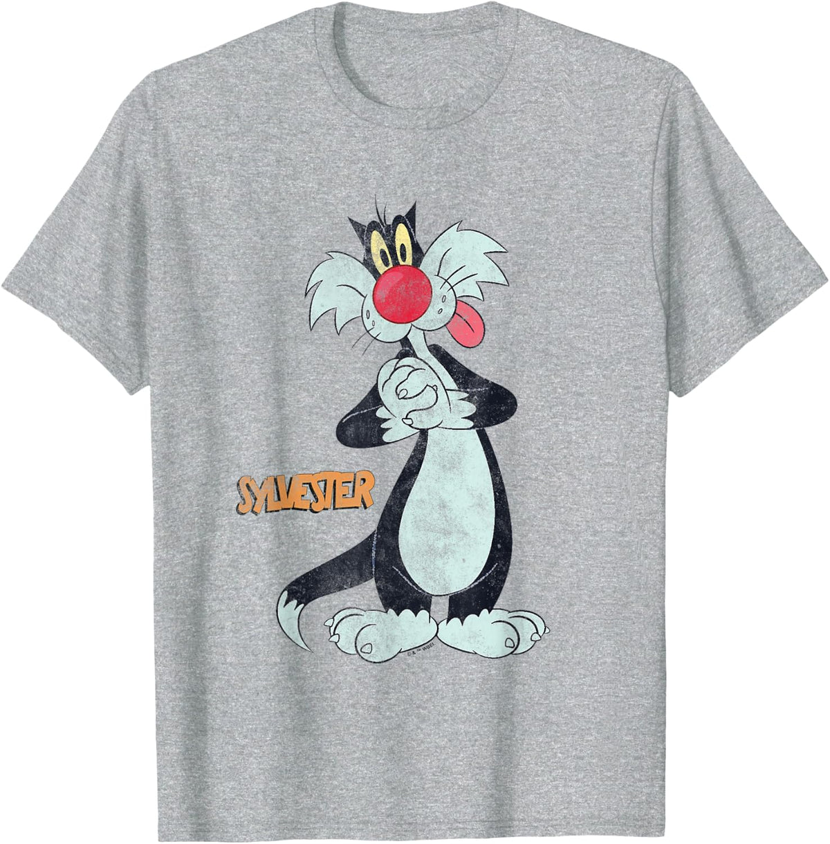 Looney Tunes Sylvester Retro Large Pose T-Shirt - Heather Grey