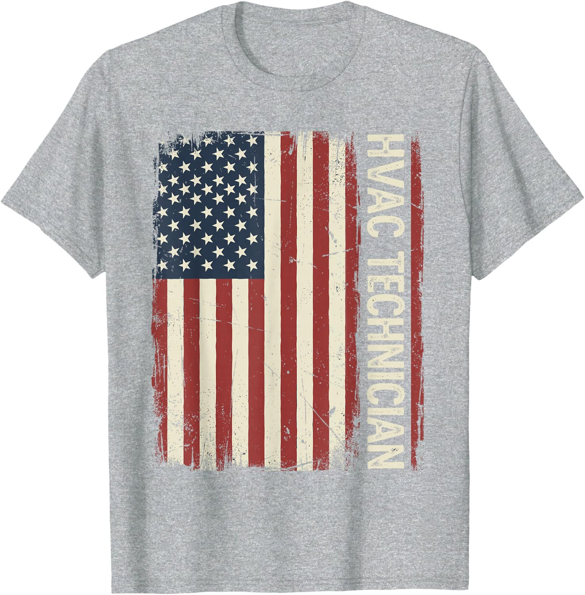 US American Flag HVAC Technician Tech Installer Tee T-Shirt - Heather Grey