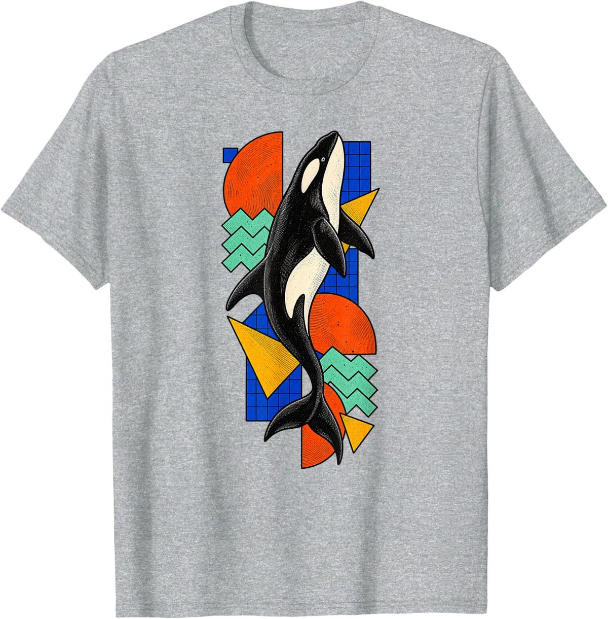 Orca Retro Geometric Creature T-Shirt - Heather Grey