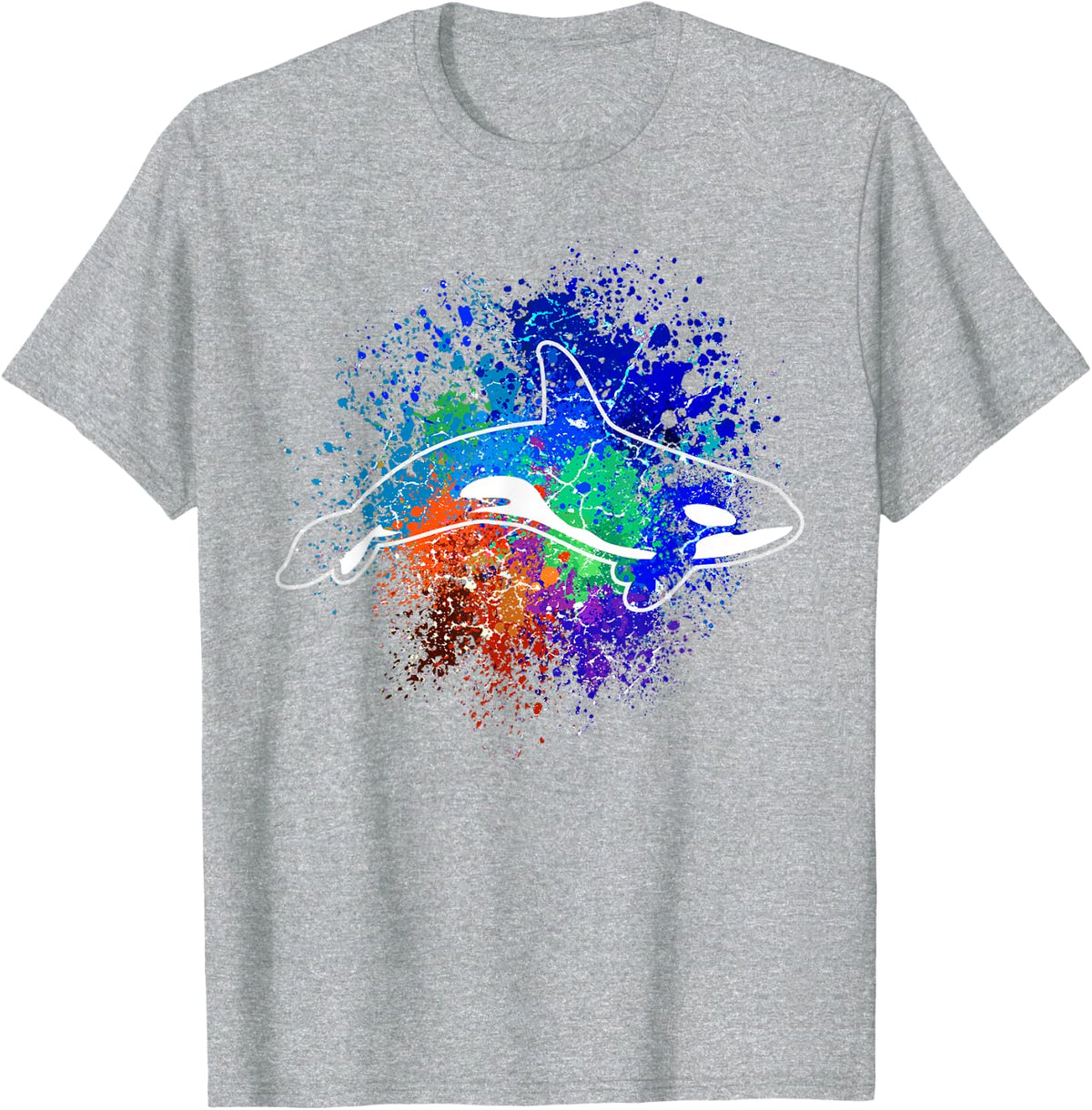 Killer Whale Orca Ocean Sea Animal Colorful T-Shirt - Heather Grey