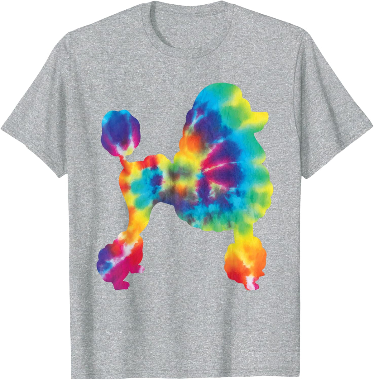 Tie Dye Poodle - Canine Dog Lover Pet Trainer Breeder T-Shirt for Men Women Kids - Heather Grey