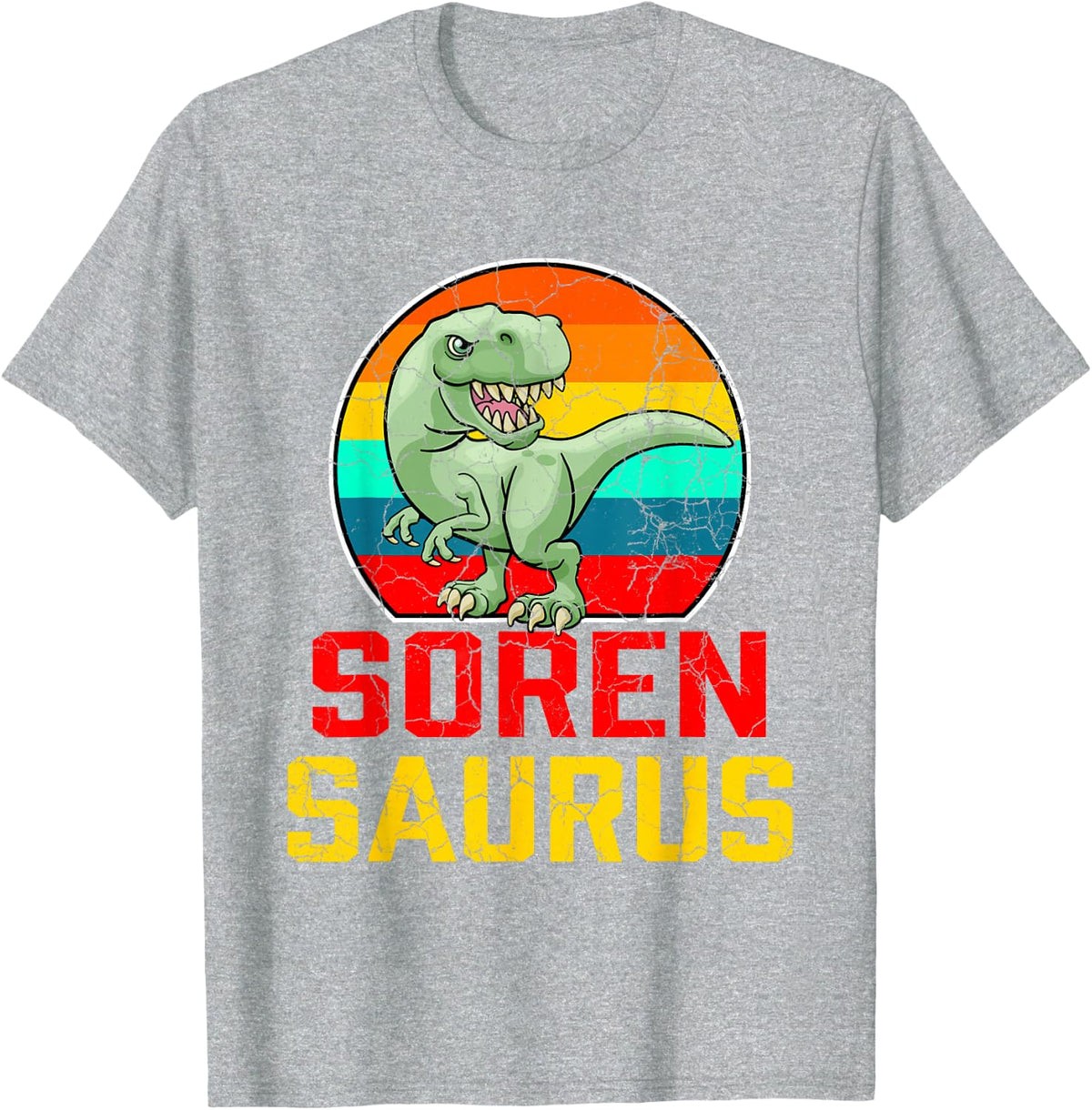 Soren Saurus Family Reunion Last Name Team Funny Custom T-Shirt - Heather Grey