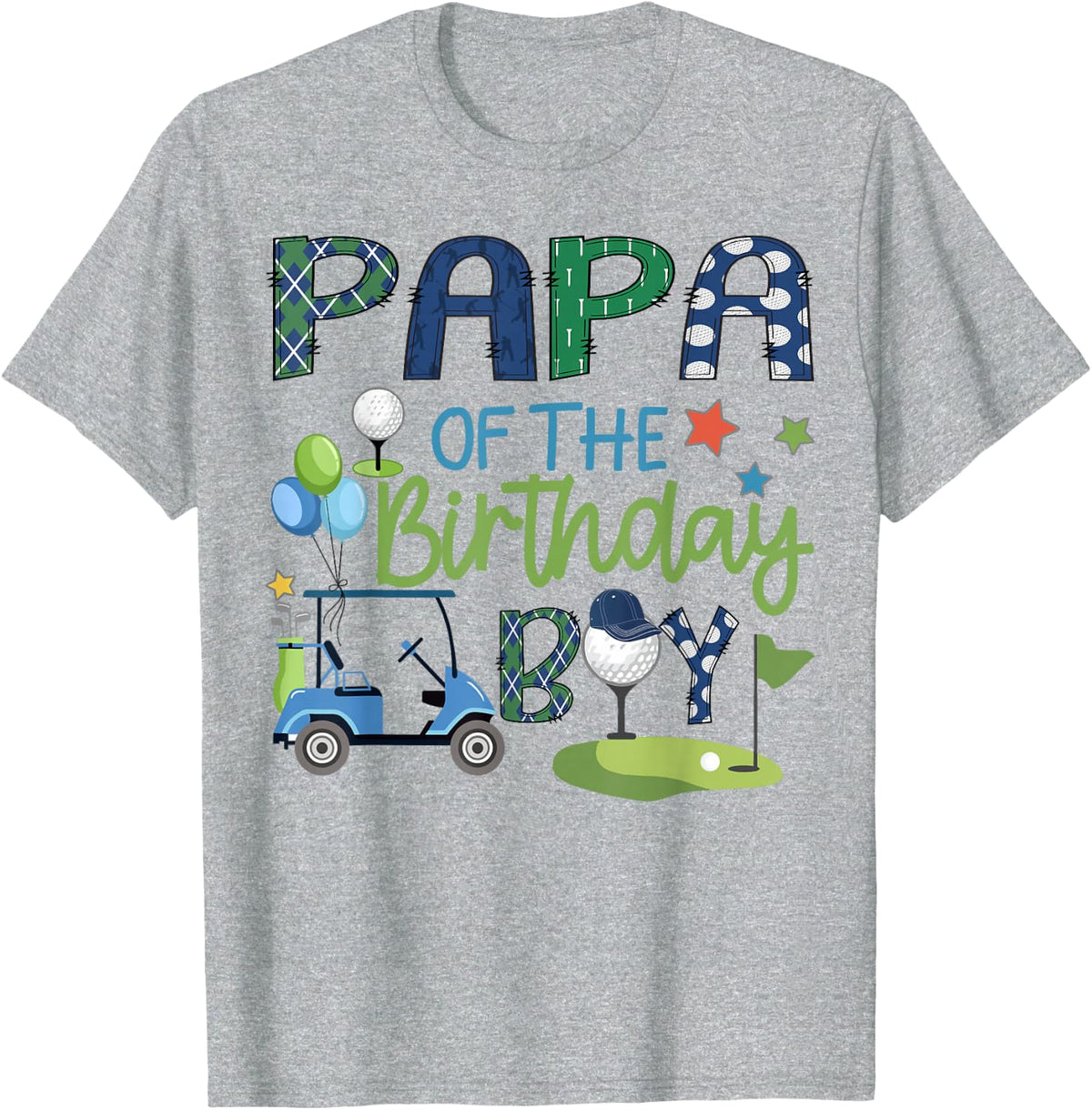 Papa Of The Birthday Boy Hole in One Golf Sport T-Shirt - Heather Grey