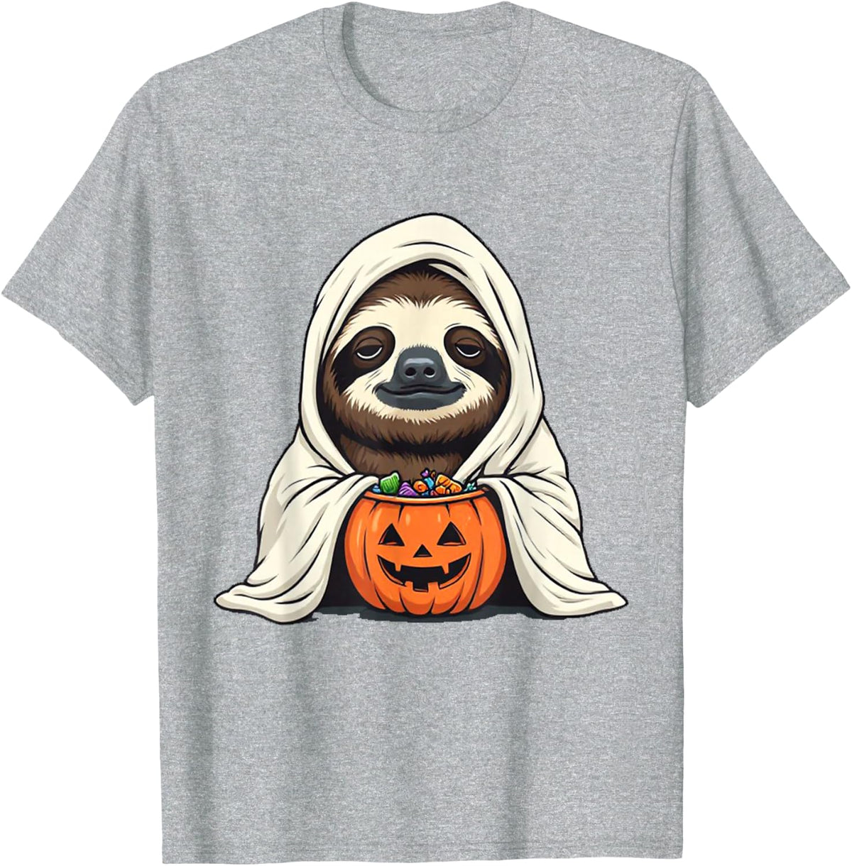 Funny Lazy Halloween Costume Sloth Ghost T-Shirt - Heather Grey